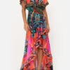 FRILL SLEEVE LONG DRESS IN A FLUTTER 1 FRILL SLEEVE LONG DRESS IN A FLUTTER -Vivid Couture CAMILLA 00017004 FRILL SLEEVE LONG DRESS IN A FLUTTER 1