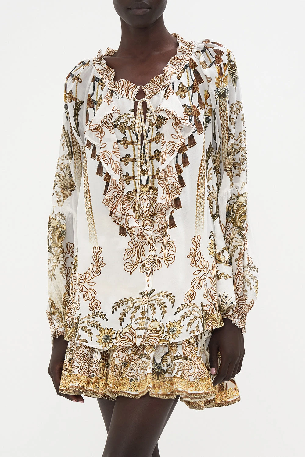 RAGLAN BLOUSE WITH CENTRE FRONT RUFFLE ROAD TO RICHESSE - Image 5