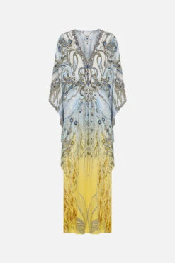 GATHERED WAIST KAFTAN MOON AND BACK -Vivid Couture CAMILLA 00020414 GATHERED WAIST KAFTAN MOON AND BACK GHOST 1