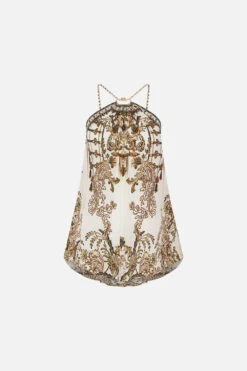 HALTER TOP WITH HARDWARE ROAD TO RICHESSE -Vivid Couture CAMILLA 00020628 HALTER TOP WITH HARDWARE ROAD TO RICHESSE GHOST