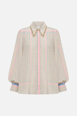 CURVED COLLAR BLOUSE SUNLIGHT SYMPHONY -Vivid Couture CAMILLA 00020706 CURVED COLLAR BLOUSE SUNLIGHT SYMPHONY GHOST 1