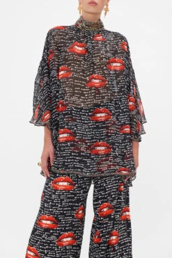 HIGH NECK RUFFLE SLEEVE BLOUSE CHAOS MAGIC -Vivid Couture CAMILLA 00020780 HIGH NECK RUFFLE SLEEVE BLOUSE CHAOS MAGIC 4