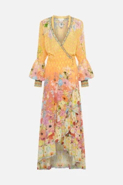 BLOUSON SLEEVE WRAP DRESS SOLAR FLARE 10 BLOUSON SLEEVE WRAP DRESS SOLAR FLARE -Vivid Couture CAMILLA 00020876 BLOUSON SLEEVE WRAP DRESS SOLAR FLARE GHOST 1