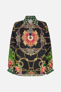 V-NECK BLOUSE WITH COLLAR JEALOUSY AND JEWELS -Vivid Couture CAMILLA 00022033 VNECK BLOUSE WITH COLLAR JEALOUSY AND JEWELS GHOST