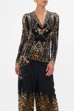 RUCHED LONG SLEEVE JERSEY TOP JUNGLE DREAMING -Vivid Couture CAMILLA 00022181 JUNGLE DREAMING RUCHED LONG SLEEVE JERSEY TOP 4