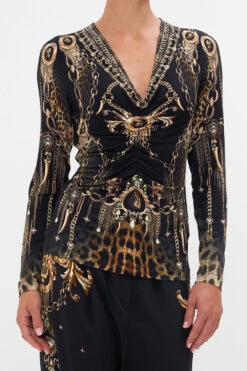 RUCHED LONG SLEEVE JERSEY TOP JUNGLE DREAMING -Vivid Couture CAMILLA 00022181 JUNGLE DREAMING RUCHED LONG SLEEVE JERSEY TOP 5