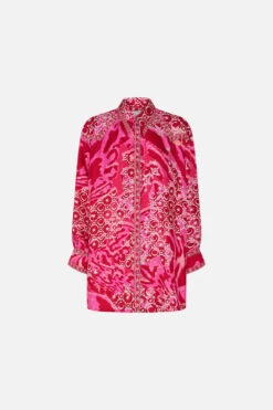 LONG LINE SHIRT WITH YOKE AND BUTTON DETAIL SONG OF SACRIFICE -Vivid Couture CAMILLA 00022353 LONGLINESHIRTWITHYOKEANDBUTTONDETAIL SONGOFSACRIFICE GHOST 1