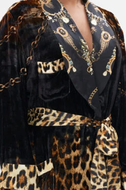 VELVET LONG ROBE WITH TIE JUNGLE DREAMING -Vivid Couture CAMILLA 00022378 VELVET LONG ROBE WITH TIE JUNGLE DREAMING 5