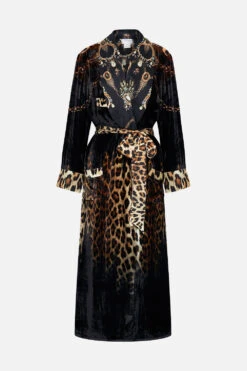 VELVET LONG ROBE WITH TIE JUNGLE DREAMING -Vivid Couture CAMILLA 00022378 VELVET LONG ROBE WITH TIE JUNGLE DREAMING GHOST