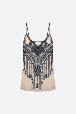 LACE TRIM CAMI CURTAIN CALL CHAOS -Vivid Couture CAMILLA 00022399 LACE TRIM CAMI CURTAIN CALL CHAOS GHOST