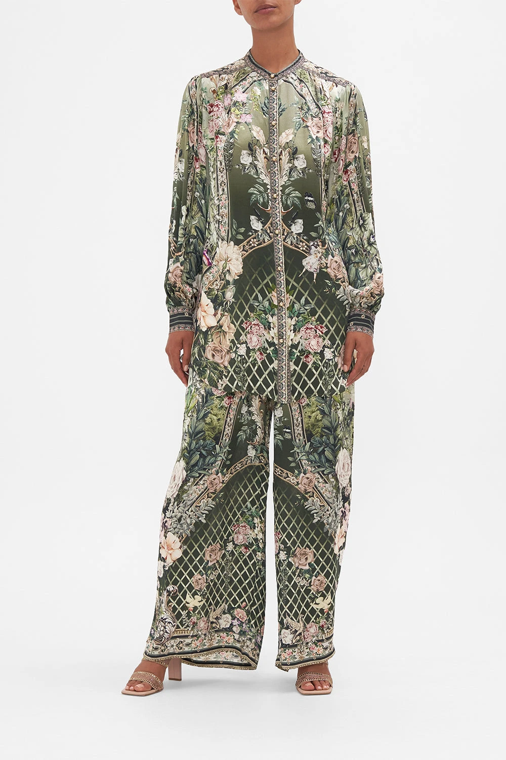 BLOUSON SLEEVE BLOUSE WITH YOKE GARDEN OF GOOD FORTUNE