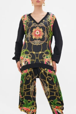 V NECK SILK FRONT JUMPER JEALOUSY AND JEWELS -Vivid Couture CAMILLA 00022649 JEALOUSYANDJEWELS VNECKSILKFRONTJUMPER 4