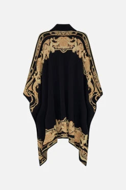 FUNNEL NECK DRAPE KNIT PONCHO TETHER ME NOT -Vivid Couture CAMILLA 00022667 FUNNELNECKDRAPEKNITPONCHO TETHERMENOT GHOST 2