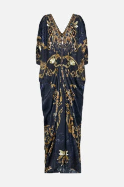 LONG DRAPE DRESS WITH ZIP FRONT MOONLIGHT MELODIES -Vivid Couture CAMILLA 00022673 LONG DRAPE DRESS WITH ZIP FRONT MOONLIGHT MELODIES GHOST