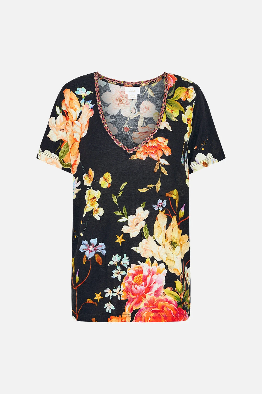 RELAXED V-NECK TEE - ALL OVER PRINT SECRET HISTORY - Image 6
