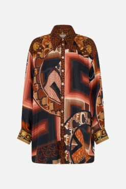 LONG LINE SHIRT WITH YOKE AND BUTTON DETAIL FEELING FRESCO -Vivid Couture CAMILLA 00023584 LONGLINESHIRTWITHYOKEANDBUTTONDETAIL FEELINGFRESCO GHOST 1