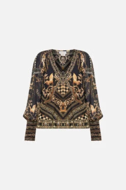 SHIRRED CUFF BLOUSE DUOMO DYNASTY -Vivid Couture CAMILLA 00023590 SHIRRED CUFF BLOUSE DUOMO DYNASTY GHOST 1