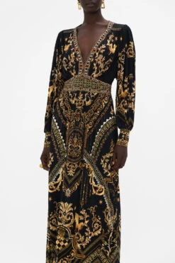 V NECK WAISTED JERSEY DRESS DUOMO DYNASTY -Vivid Couture CAMILLA 00023604 GATHER JERSEY DRESS DUOMO DYNASTY 4