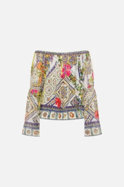 DROP SHOULDER BELL SLEEVE TOP AMALFI AMORE -Vivid Couture CAMILLA 00023700 DROPSHOULDERBELLSLEEVETOP AMALFIAMORE GHOST 2