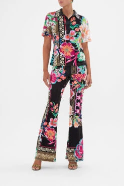 SHORT SLEEVE COLLARED TOP PRINTED PRIMA VERA