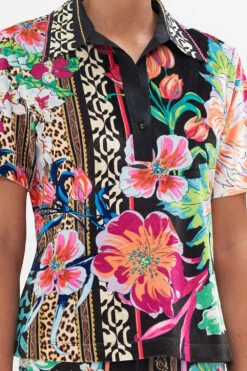 SHORT SLEEVE COLLARED TOP PRINTED PRIMA VERA -Vivid Couture CAMILLA 00023861 SHORT SLEEVE COLLARED TOP PRINTED PRIMA VERA 5