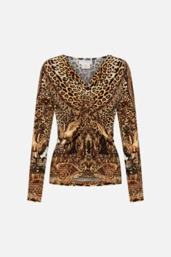 RUCHED LONG SLEEVE JERSEY TOP STANDING OVATION -Vivid Couture CAMILLA 00023920 RUCHED LONG SLEEVE JERSEY TOP STANDING OVATION GHOST