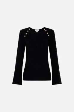 BUTTON DETAIL LONG SLEEVE TOP LOOK UP TESORO -Vivid Couture CAMILLA 00024127 BUTTON DETAIL LONG SLEEVE TOP LOOK UP TESORO GHOST