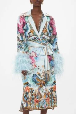 SPLIT CUFF SOFT COAT WITH FEATHERS LETTERS TO LEO -Vivid Couture CAMILLA 00024198 SPLIT CUFF SOFT COAT LETTERS TO LEO 4