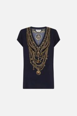 V-NECK TEE DUOMO KALEIDO -Vivid Couture CAMILLA 00024217 V NECK TEE DUOMO KALEIDO GHOST 1