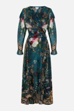 RUFFLE WRAP DRESS VERDIS WORLD 11 RUFFLE WRAP DRESS VERDIS WORLD -Vivid Couture CAMILLA 00024736 RUFFLE WRAP DRESS VERDIS WORLD GHOST 1