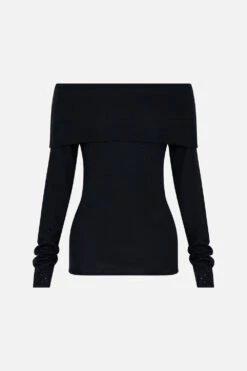 OFF SHOULDER KNIT TOP CURTAIN CALL CHAOS -Vivid Couture CAMILLA 00025033 OFF SHOULDER KNIT TOP CURTAIN CALL CHAOS GHOST