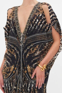 LONG DRAPE DRESS WITH ZIP FRONT CHAOS IN THE COSMOS -Vivid Couture CAMILLA 00026318 LONG DRAPE DRESS WITH ZIP FRONT CHAOS IN THE COSMOS 5