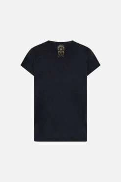 ORGANIC COTTON CURVED HEM FITTED TEE- BLACK LIONS MANE 17 ORGANIC COTTON CURVED HEM FITTED TEE- BLACK LIONS MANE -Vivid Couture CAMILLA 00026423 CURVED HEM FITTED TEE LIONS MANE GHOST 2