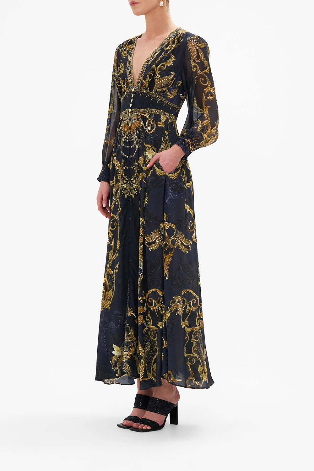 BUTTON DRESS WITH SHAPED WAISTBAND MOONLIGHT MELODIES - Image 3