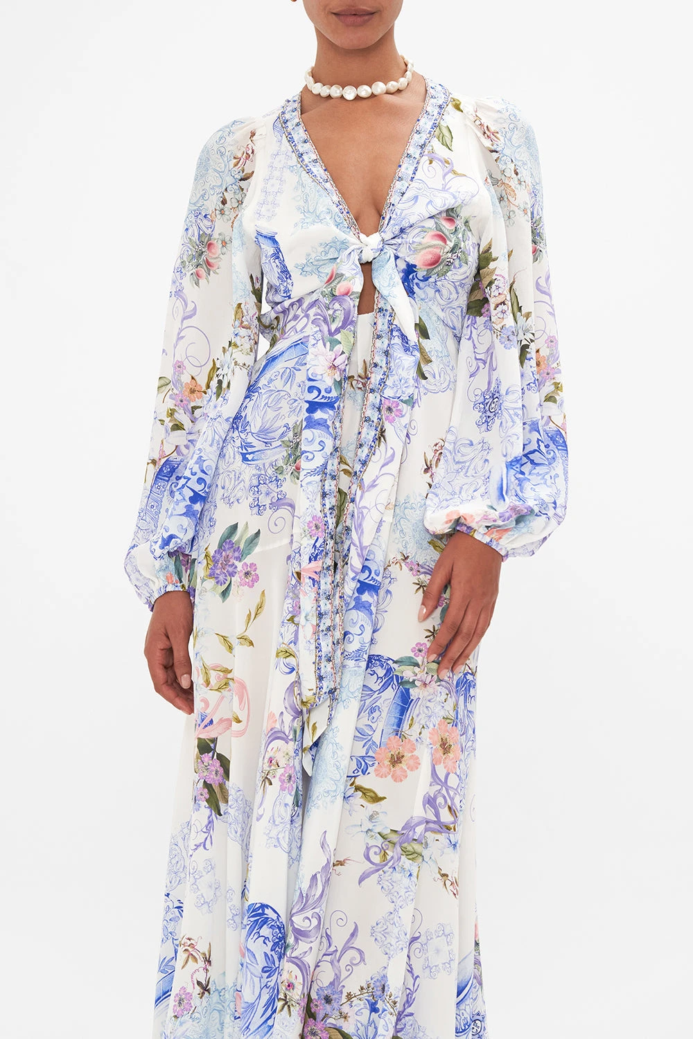 WRAP TIE DRESS WITH BLOUSON SLEEVE PAINT ME POSITANO 8 WRAP TIE DRESS WITH BLOUSON SLEEVE PAINT ME POSITANO - Image 6