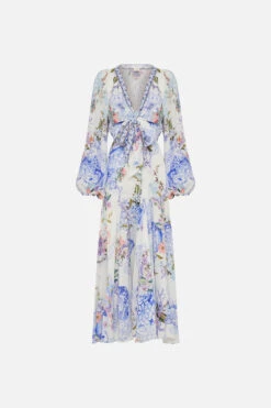 WRAP TIE DRESS WITH BLOUSON SLEEVE PAINT ME POSITANO 12 WRAP TIE DRESS WITH BLOUSON SLEEVE PAINT ME POSITANO -Vivid Couture CAMILLA 00026620 WRAPTIEDRESSWBLOUSONSLEEVE PAINTMEPOSITANO GHOST 1