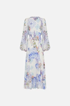 WRAP TIE DRESS WITH BLOUSON SLEEVE PAINT ME POSITANO 17 WRAP TIE DRESS WITH BLOUSON SLEEVE PAINT ME POSITANO -Vivid Couture CAMILLA 00026620 WRAPTIEDRESSWBLOUSONSLEEVE PAINTMEPOSITANO GHOST 2