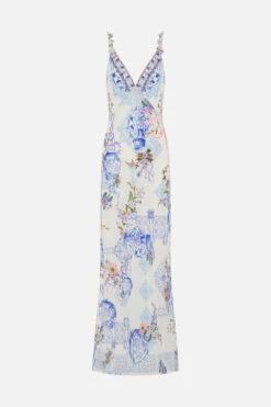 V NECK FULL LENGTH BIAS SLIP DRESS PAINT ME POSITANO -Vivid Couture CAMILLA 00026649 VNECKFULLLENGTHBIASSLIPDRESS PAINTMEPOSITANO GHOST 1