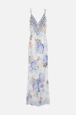 V NECK FULL LENGTH BIAS SLIP DRESS PAINT ME POSITANO -Vivid Couture CAMILLA 00026649 VNECKFULLLENGTHBIASSLIPDRESS PAINTMEPOSITANO GHOST 2