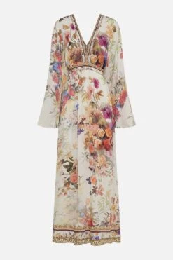 GATHERED KIMONO DRESS FRIENDS WITH FRESCOS -Vivid Couture CAMILLA 00026730 GATHERED KIMONO DRESS FRIENDS WITH FRESCOS GHOST 1
