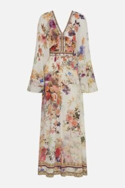 GATHERED KIMONO DRESS FRIENDS WITH FRESCOS -Vivid Couture CAMILLA 00026730 GATHERED KIMONO DRESS FRIENDS WITH FRESCOS GHOST 2