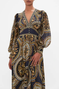 SHAPED WAISTBAND DRESS WITH GATHERED SLEEVES DUOMO KALEIDO 13 SHAPED WAISTBAND DRESS WITH GATHERED SLEEVES DUOMO KALEIDO -Vivid Couture CAMILLA 00028196 DUOMOKALEIDO SHAPEDWAISTBANDDRESSWITHGATHEREDSLEEVES 3