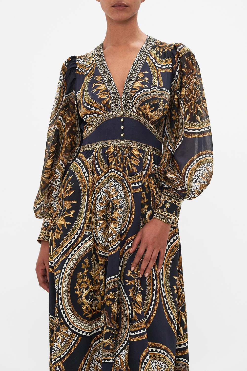 SHAPED WAISTBAND DRESS WITH GATHERED SLEEVES DUOMO KALEIDO 7 SHAPED WAISTBAND DRESS WITH GATHERED SLEEVES DUOMO KALEIDO - Image 5