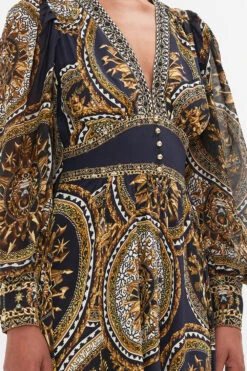 SHAPED WAISTBAND DRESS WITH GATHERED SLEEVES DUOMO KALEIDO 14 SHAPED WAISTBAND DRESS WITH GATHERED SLEEVES DUOMO KALEIDO -Vivid Couture CAMILLA 00028196 DUOMOKALEIDO SHAPEDWAISTBANDDRESSWITHGATHEREDSLEEVES 4