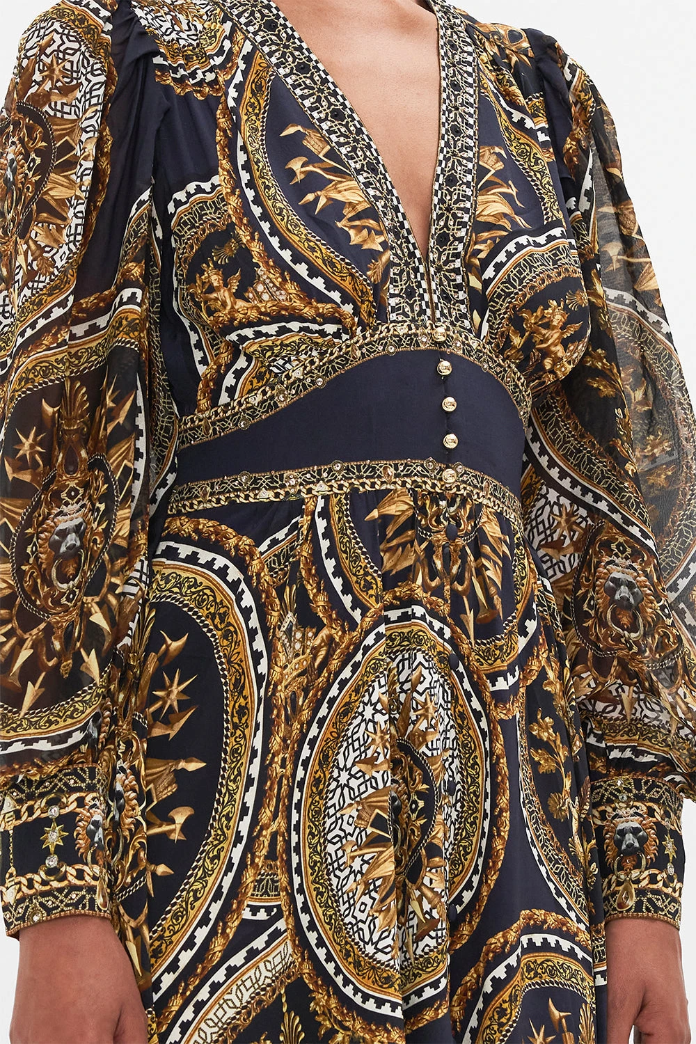 SHAPED WAISTBAND DRESS WITH GATHERED SLEEVES DUOMO KALEIDO 8 SHAPED WAISTBAND DRESS WITH GATHERED SLEEVES DUOMO KALEIDO - Image 6