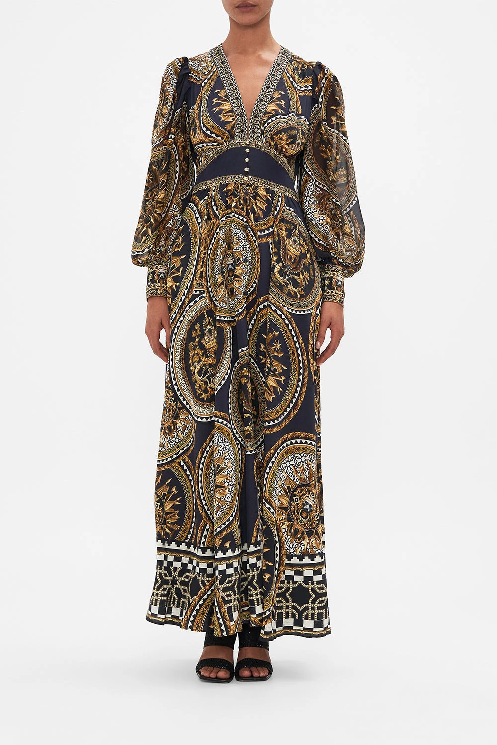 SHAPED WAISTBAND DRESS WITH GATHERED SLEEVES DUOMO KALEIDO 3 SHAPED WAISTBAND DRESS WITH GATHERED SLEEVES DUOMO KALEIDO