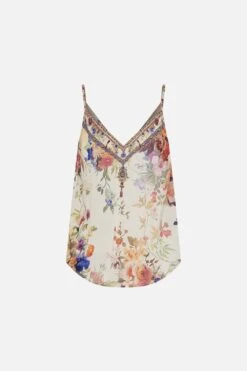 V-NECK BIAS CAMI FRIENDS WITH FRESCOS -Vivid Couture CAMILLA 00028242 V NECK BIAS CAMI FRIENDS WITH FRESCOS GHOST 2
