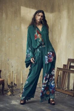 WIDE LEG PANT WITH GATHERED POCKETS EMERALD'S ORBIT -Vivid Couture Lookbook 02 176