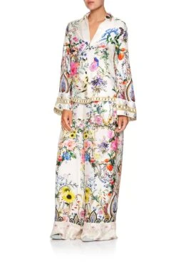 WIDE LEG PANT WITH CUFFS BOHEME -Vivid Couture camilla button down shirt with contrast boheme 1