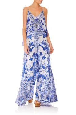 HIGH WAISTED TROUSER WITH GODET THE FAN SEA -Vivid Couture camilla high waisted trouser with godet the fan sea 9 abcdea60 0570 4b88 9c37 3d1e36d7a054